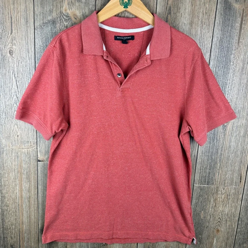Banana Republic Lot of 8 Polo Shirts Men Size Large Short Sleeve Casual Cotton